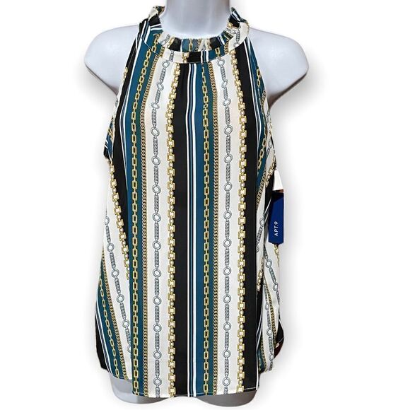 NWT Apt. 9 Chain Print Poly Halter Sleeveless Top - Picture 3 of 6